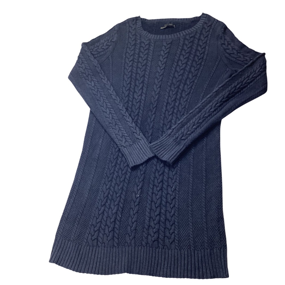 Abercrombie Fitch Cable Knit Sweater Dress Navy Blue Garment Dyed Size S - Picture 1 of 7